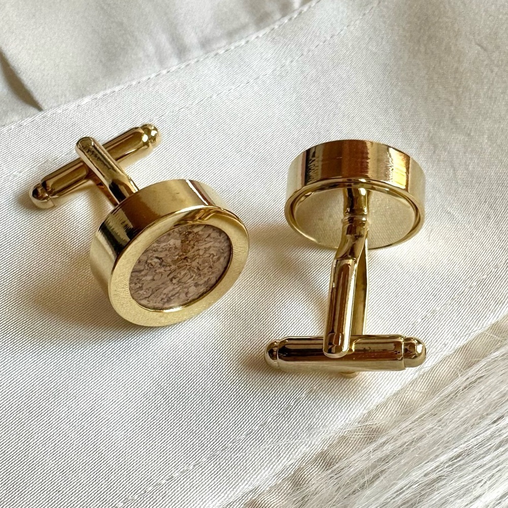 Gold Cork Cufflinks Wine Connoisseur Sommolier Winery Vineyard Wedding Handmade